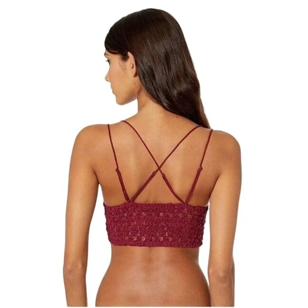 Free People - Celine‎ Floral Crochet Lace Bralette - Mulberry - XS